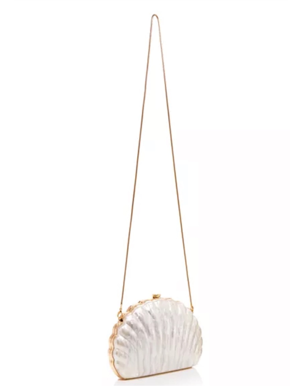 Aqua Pearlescent Shell Clutch in White with Gold Trim - Picture 3 of 4